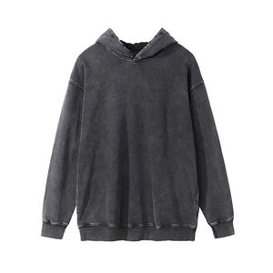 Fabriqué de haute qualité conçu sur mesure en détresse lavage à l'acide hiver grande taille sweats à capuche 100% coton coupe-vent respirant Vintage - Product Image 1