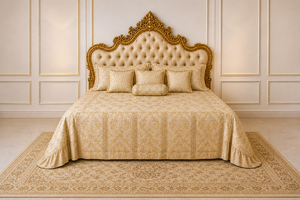 Imperial Baroque Inspired Luxury Teak Wood Master Bedroom Furniture <b>Bed</b> <b>Side</b> Tables Almirah Bedroom Set <b>for</b> Hotel & Villa Use - Product Image 2