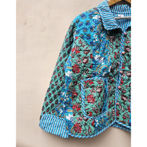 Automne femmes coton matelassé veste à la main Vintage lin rayure confortable Floral imprimé bouton embrassant Style bohème - Product Image 2