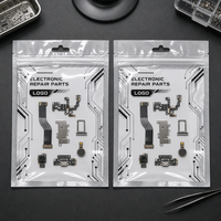 Sac d'emballage transparent en plastique à fermeture éclair avec logo personnalisé, à trois soudures, pour pièces de réparation électronique de téléphones portables