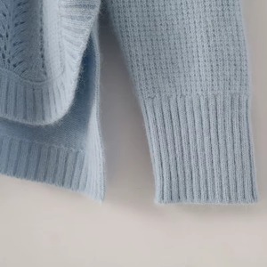 Jersey de cuello alto para mujer, invierno, LICRA/poliéster, ahuecado, Color sólido, suéter, moda, punto cálido, manga larga, logotipo frontal - Product Image 5