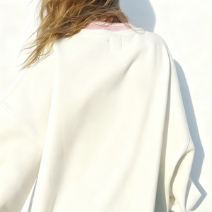 Alta calidad Color personalizado suave polar algodón bordado ecológico secado rápido invierno Boxy pulóver cuello redondo Sudadera Mujer - Product Image 2