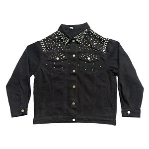 แจ็กเก็ตยีนส์ประดับพลอยเทียมแขนยาวสำหรับผู้ชายชุดลำลองสีและขนาดแบบกำหนดเองได้ - Product Image 1