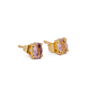 Boucles d'oreilles en quartz hydro tourmaline rose plaqué or bijoux de mode avec style tendance forme ovale ensemble de clous de pierre de naissance - Product Image 6