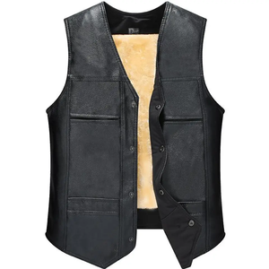 Chaleco para Hombre de Alta Calidad, Nuevo Diseño, Chaleco de Motociclista, Chaqueta de Cuero PU para Mujer, Cuello Alto, Manga Larga, Cremallera - Product Image 6