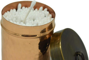 Pot en cuivre pur martelé avec couvercle en laiton récipient en métal pour votre cuisine salle de bain bureau ou école stockage boules de coton ou qtip - Product Image 4
