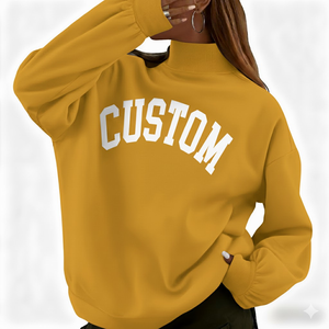 Custom logo Letter Fall New Women Mock <b>Neck</b> <b>Sweatshirt</b> Oversized Long Sleeve Pullover <b>Sweatshirt</b> Manufacturer - Product Image 6