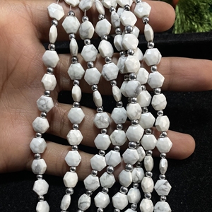 Cuentas de forma hexagonal facetadas de howlita, cuentas de fantasía de piedras preciosas naturales de 8MM, suministros de cuentas al por mayor - Product Image 5