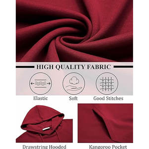 ใหม่เสื้อสเวตเตอร์มีฮู้ดผู้ชายสีน้ำตาลแดงมีฮู้ดน้ำหนักเบาพิมพ์โลโก้สีพื้นสำหรับผู้ชายและยี่ห้อส่วนตัว - Product Image 4