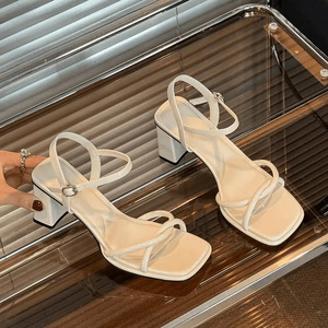 Sandalias de Tacón Alto de Moda para Mujer, de Alta Calidad, de Cuero Genuino, Versátiles, Cómodas e Informales - Product Image 2