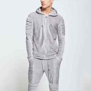 Custom Logo Jogger and Zip-up <b>Hoodie</b> <b>Velour</b> Tracksuits for Men - Product Image 4