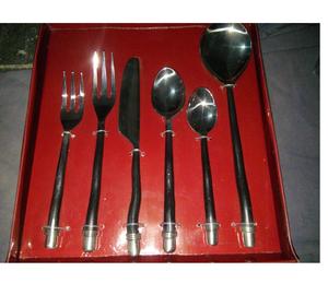 Cubiertos de acero inoxidable con acabado dorado brillante, juego de cubiertos de diseño de mango único para 6 paces, Metal de alta calidad - Product Image 3