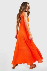 Hot Selling Orange Plain Maxi <b>Dress</b> for Women Casual Solid Cotton Crepe <b>Loose</b> Fit Plus Size Deep V- Neck Long Maxi <b>Dress</b> - Product Image 2