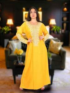 2022 Dubai Jalabiya para mujeres último diseño de algodón bordado árabe para Jilbab ropa musulmana tradicional accesorio Islámico - Product Image 3