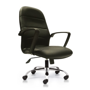 Contemporary Minimalist Office Swivel Lift <b>Chair</b> HOM1069-01 PU Leather <b>Padded</b> Back and Adjustable Height with Plastic Base - Product Image 1