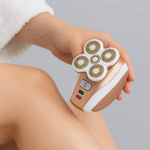 Depiladora Eléctrica Recargable para Piernas de Mujer, Depiladora Rotatoria Indolora para Recortar el Vello del Bikini, Dorada, USB, Lavable, con Cabezales de Repuesto - Product Image 1