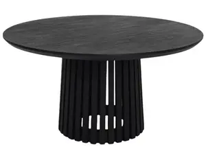 高品质欧式圆形餐桌实木黑色饰面现代餐厅家具套装