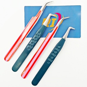 Pinces à épiler professionnelles pour extensions de cils, précision, isolation des cils, volume, artiste, courbées à 90 degrés, acier inoxydable - Product Image 4