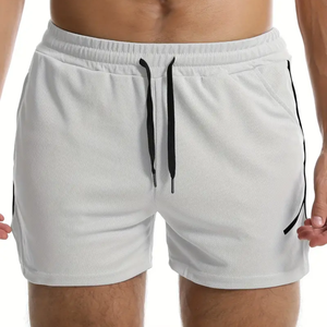 Pantalones cortos de entrenamiento ecológicos personalizados para hombre, pantalones cortos deportivos informales de algodón de compresión para correr, sudor, entrenamiento, cremallera, antiarrugas - Product Image 1