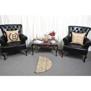 Vintage Rug, Round 2.5x1.5 ft Turkish Rug, <b>Brown</b> Green Polka dot <b>Wool</b> Rug - Product Image 3