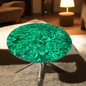 Mesa de comedor de piedra de malaquita antigua, consola de mármol verde, barra, mesa auxiliar, muebles para el hogar hechos a mano - Product Image 1