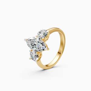 Ever Classic Three Stone Lab Grown Diamond <b>Statement</b> <b>Ring</b> Featuring 2.48 Ct Round In 9K Yellow White And Rose Gold - Product Image 1