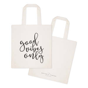 Good Vibes Only Cotton Canvas Tote Bag Durable Eco-Friendly Medium Size Tote with Long Handle for Daily Use and Advertising - Product Image 2