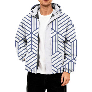Men's Slim Fit Winter Puffer <b>Jacket</b> with Stand Collar Custom Color <b>Canvas</b> High Street Style Casual Coated Processing - Product Image 1
