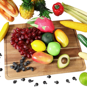 TAI MARS HOME DECOR Tabla de cortar de madera de acacia grande con contenedores Material de bambú Logotipo láser - Product Image 2