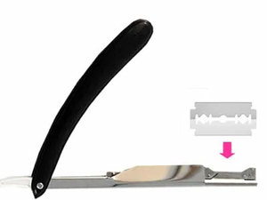 Rasoir droit coupe gorge barbier lame en acier au carbone manche noir rasage vintage - Product Image 6