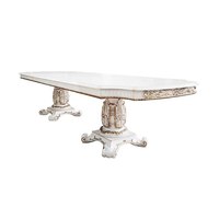 Ensemble de table à manger de style moderne du milieu du siècle, chaises en acajou sculptées à la main, revêtement en cuir PU, meubles de maison en bois de Java