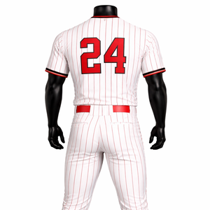 Custom White Pinstripe <b>Baseball</b> Uniform <b>Set</b> OEM Polyester Breathable Team Jersey Pants Wholesale Sportswear - Product Image 2