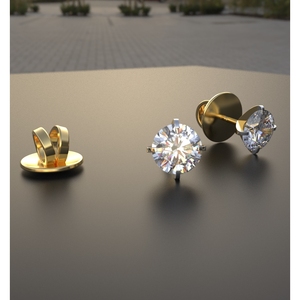 ต่างหูเม็ดกลมทอง18K อันละ10เซนต์พร้อมเพชรที่ปลูกในห้องปฏิบัติการ - Product Image 3