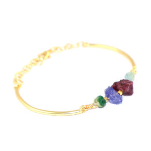 Unique Design Natural Nuggets Gemstone 24k Gold Plated Adjustable <b>Chain</b> Healing Crystal Bracelet Jewellery For Women Wholesale - Product Image 2