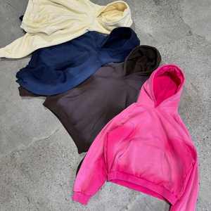 Sudaderas con capucha de algodón para hombre, sudadera vintage de gran tamaño lavada con ácido con logotipo personalizado teñido liso para la temporada de otoño - Product Image 6