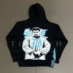 SDL Storefront Men's Winter Hoodies High Quality <b>Black</b> Cotton <b>Fleece</b> SKYDALIMIT Rhinestone Pullover Oversized Customized Colors - Product Image 5