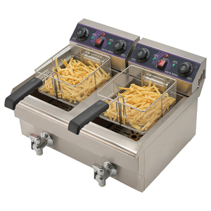 <span class=keywords><strong>Friteuse</strong></span> électrique commerciale à <span class=keywords><strong>double</strong></span> cuve pour comptoir de cuisine de restaurant, 10L, en acier inoxydable - Product Image 4