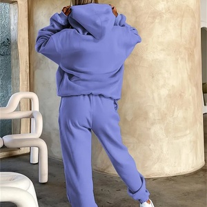 Conjunto de chándal de invierno 100% de algodón personalizado para mujer, conjunto de sudadera y Jogger de gran tamaño de lana de algodón, conjunto de chándal de 2 piezas para mujer - Product Image 6