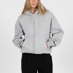 Sudadera con Capucha de Invierno para Mujer, de Alta Calidad, Personalizada, 100% Algodón, Tejido de Punto, Felpa, Holgada, Transpirable, Manga Larga, con Cremallera y Bolsillo - Product Image 2