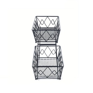 ตะกร้าผลไม้2ชั้นมีขาตั้งตะกร้าผลไม้ลวดโลหะสำหรับวางบนเคาน์เตอร์ในห้องครัวรูปทรงผลไม้ที่กำหนดขนาดได้เอง - Product Image 2