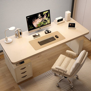 Modern Luxury Electric <b>Standing</b> <b>Desk</b> with Dual Motor Solid Wood Top Steel Frame Rectangular Writing Computer <b>Desk</b> - Product Image 3