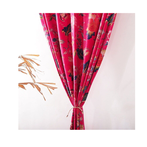 Standard Quality Velvet Window <b>Curtain</b> Pink Geometric Printed Design Soft Decorative Drapes Full Light Shading Insulated <b>for</b> - Product Image 2