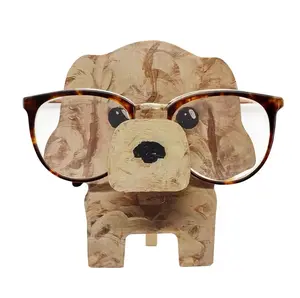 wooden Eyeglass Holder Stand Dog Shaped Glasses Holder Stand 3D Wooden Puzzle Sunglasses Display Rack for Home Office Desk