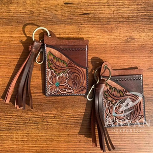 มาใหม่ล่าสุดดอกไม้จริงเครื่องมือหนังผู้ถือบัตร ATM สไตล์น่ารักขนาดเล็กแฟชั่นตะวันตกพู่กรณีบัตรพร้อมพวงกุญแจ - Product Image 1