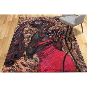 Tapis à motifs de femmes africaines : Décoration ethnique pour la maison, Tapis imprimé, Tapis fin non tissé - Product Image 1