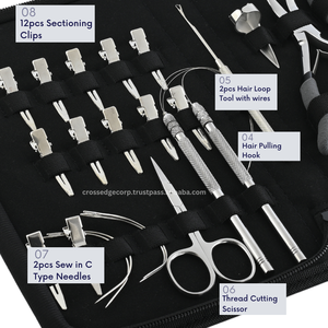 Kit d'outils d'extension de cheveux de haute qualité poignée souple en acier inoxydable Mini ciseaux crochet de traction de cheveux microbilles dissolvant pince colle - Product Image 4