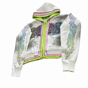 เสื้อมีฮู้ดสามซิปสำหรับผู้ชายขนาดใหญ่พิเศษเสื้อล้างกรดเฮฟวี่เวทแบบกำหนดเอง - Product Image 1