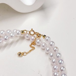 Collar de Perlas de Agua Dulce Blancas Redondas de Grado AAA con Cierre Chapado en Oro, Clásico para Uso Diario de Mujer - Product Image 4