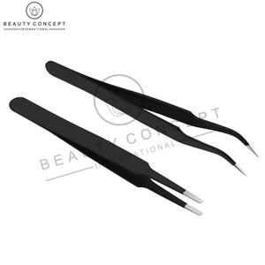 Pinzas de pestañas curvas rectas de acero inoxidable Pinzas de extensión de pestañas Herramientas de maquillaje de Beauty Concept International - Product Image 6