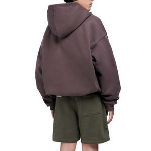 Sudadera con capucha con cremallera recortada personalizada de alta calidad de gran tamaño de peso pesado 100% algodón invierno doble cremallera diseño bordado en blanco - Product Image 4